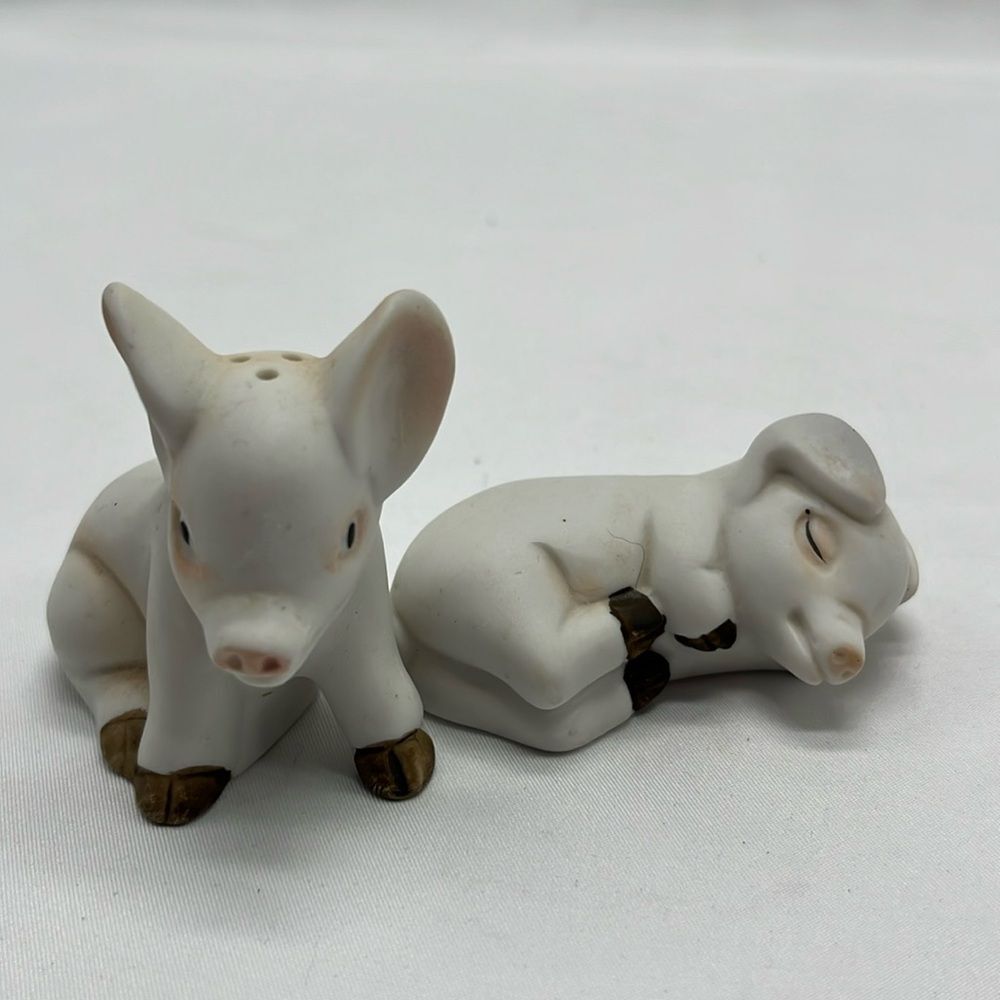 Vintage Bisque Porcelain Piglets Salt & Pepper Shakers